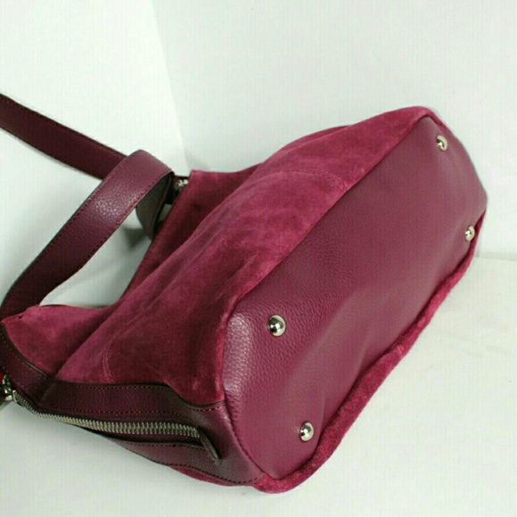 Tignanello Plum Suede Expandable Shoulder Bag - Picture 5 of 7